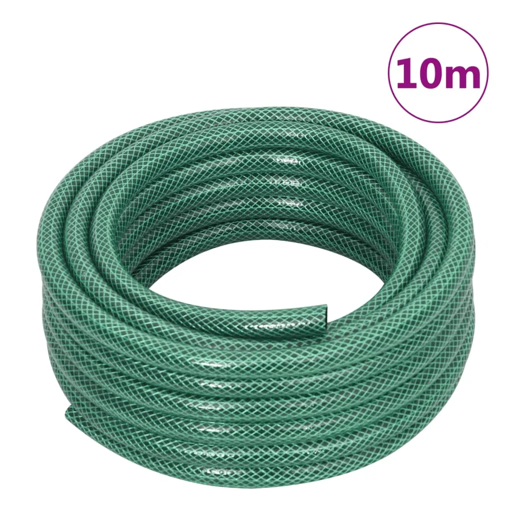 vidaXL 10m Green Garden Hose with Fitting Set | Durable & UV-Resistant PVC | Ideal for Garden Irrigation & Plant Care