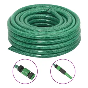 vidaXL 10m Green Garden Hose with Fitting Set - Durable, Weather-Resistant & Flexible PVC - 0.75" Diameter