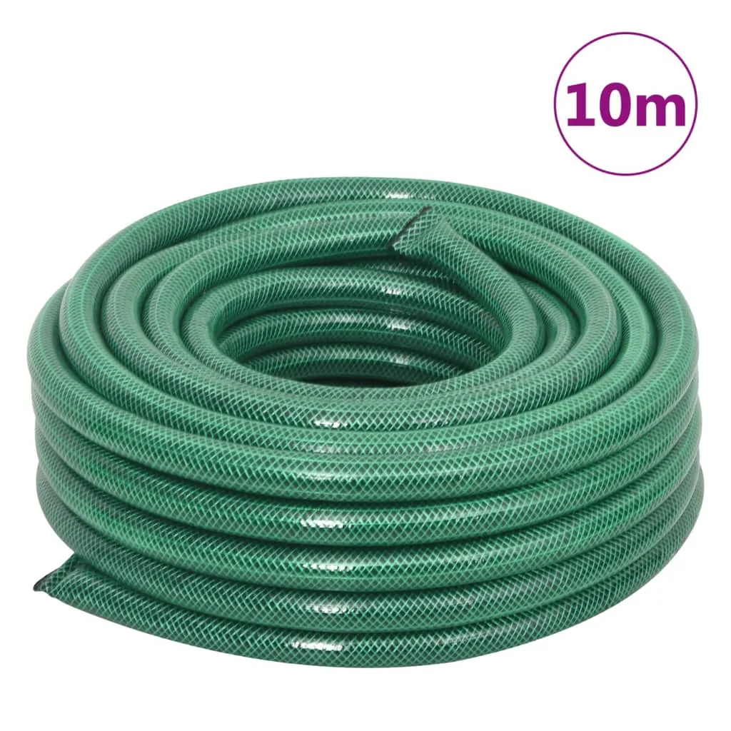 vidaXL 10m Green Garden Hose with Fitting Set - Durable, Weather-Resistant & Flexible PVC - 0.75" Diameter