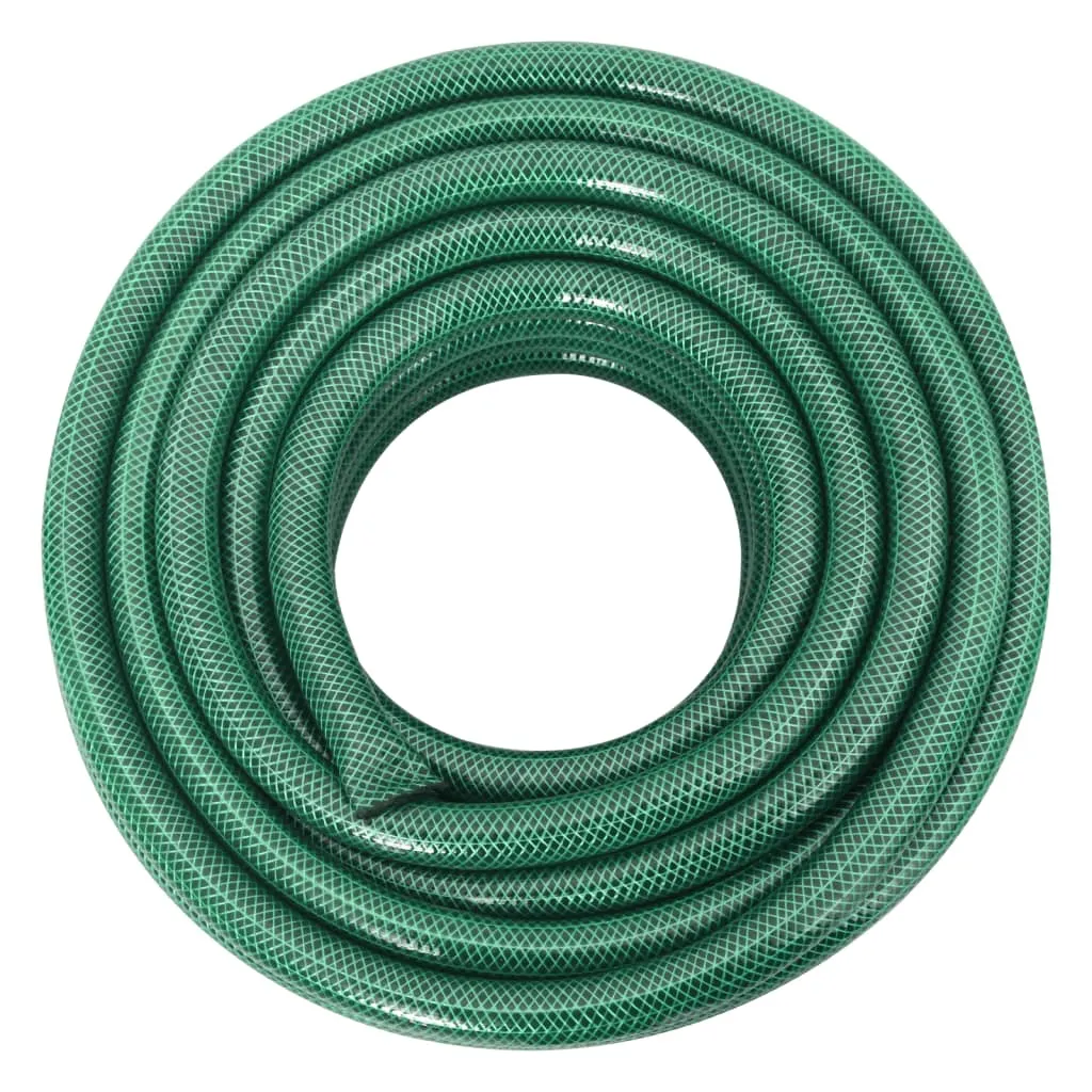 vidaXL 10m Green Garden Hose with Fitting Set - Durable, Weather-Resistant & Flexible PVC - 0.75" Diameter