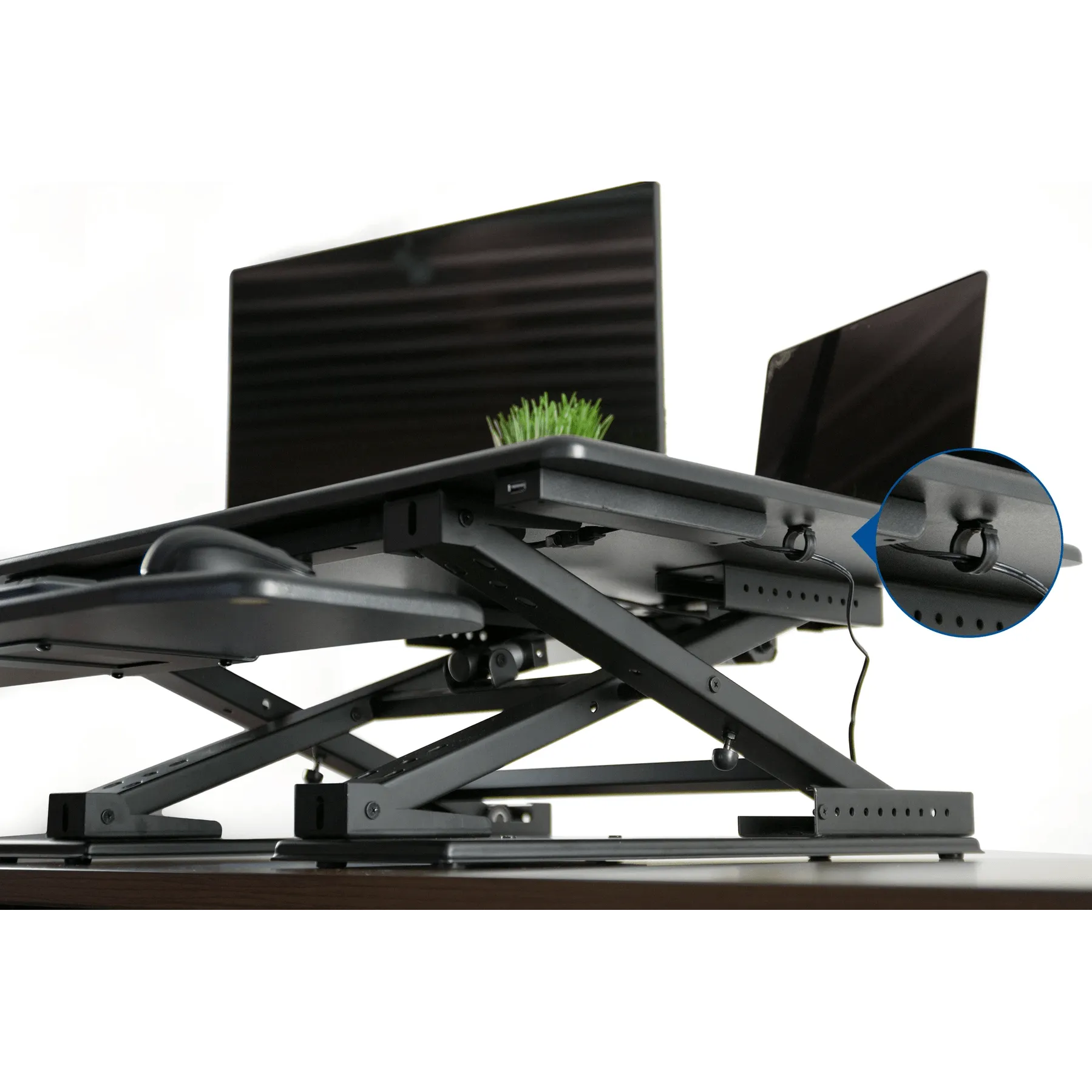 VIVO Black Electric Height-Adjustable Standing Desk Tabletop Monitor Riser, DESK-V000EE