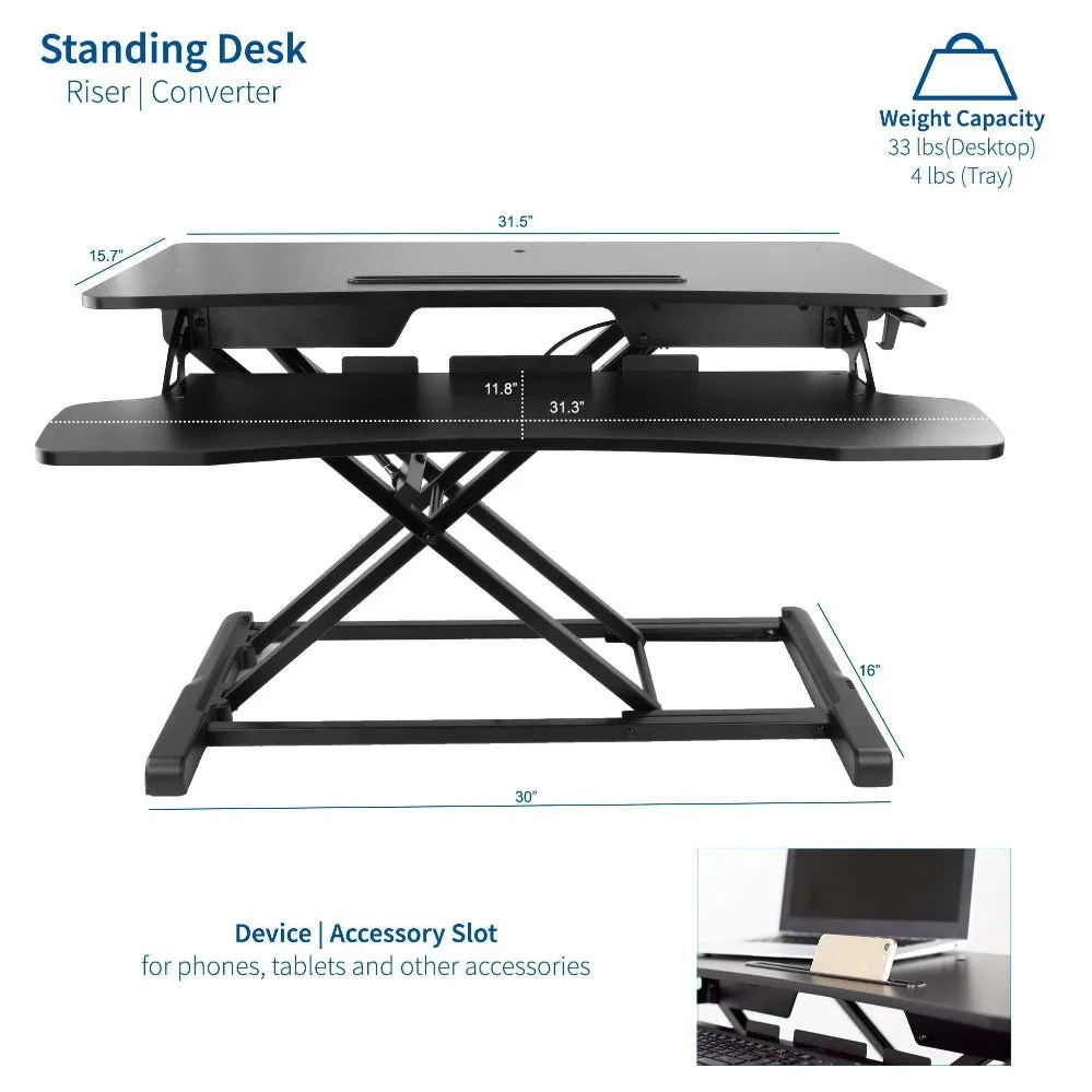 VIVO Black Height-Adjustable Standing Desk Monitor Riser 32" Sit Stand Tabletop, DESK-V000K