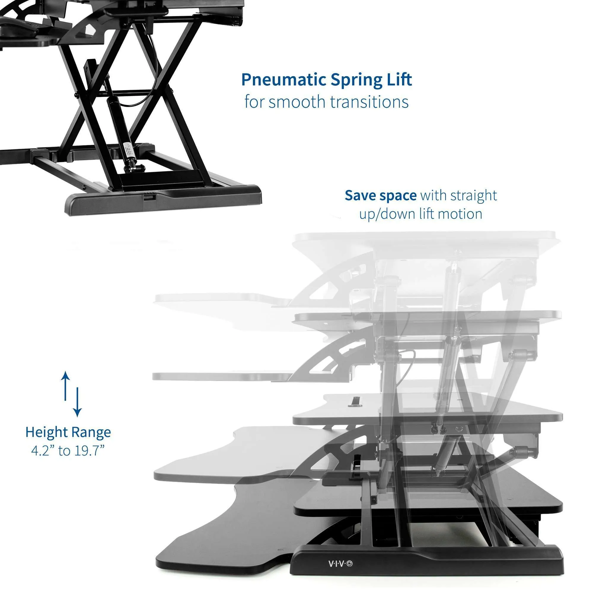 VIVO Black Height-Adjustable Standing Desk Monitor Riser 32" Sit Stand Tabletop, DESK-V000K