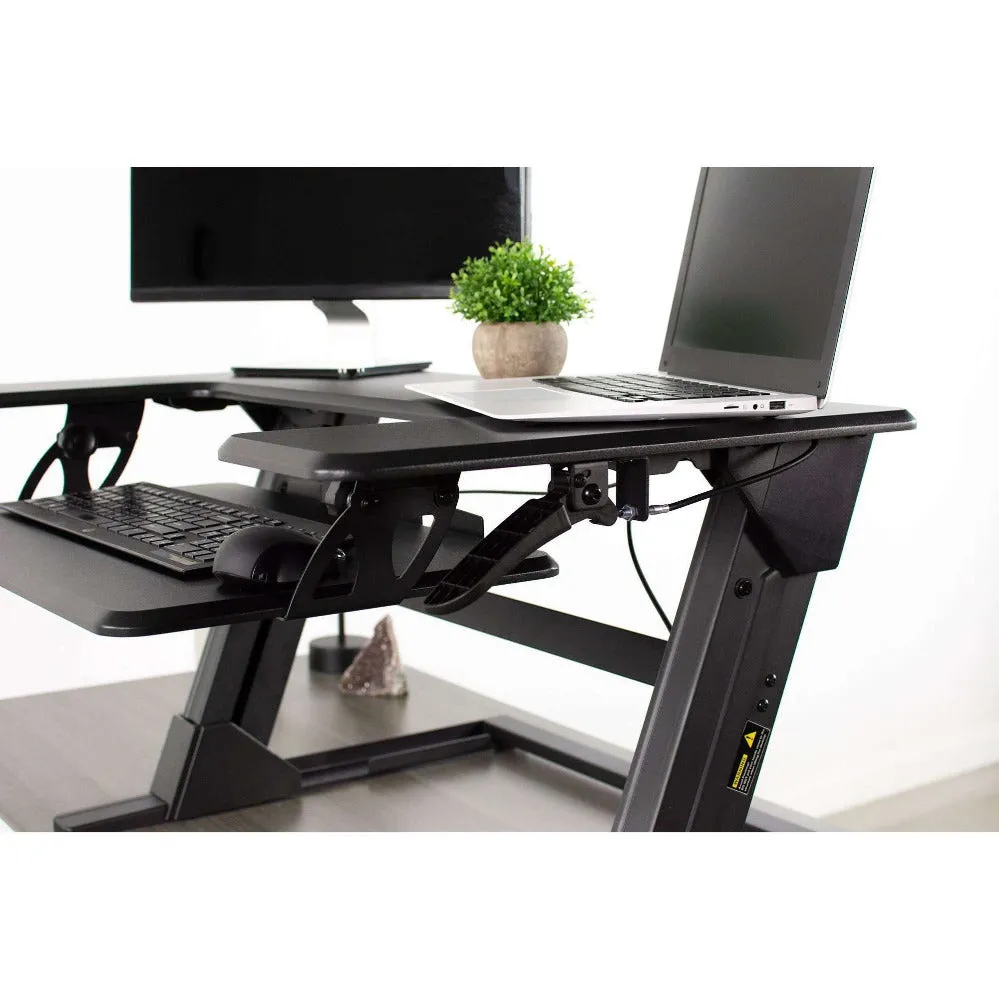 VIVO Black Height Adjustable Standing Desk Monitor Riser 36" Tabletop, DESK-V001D