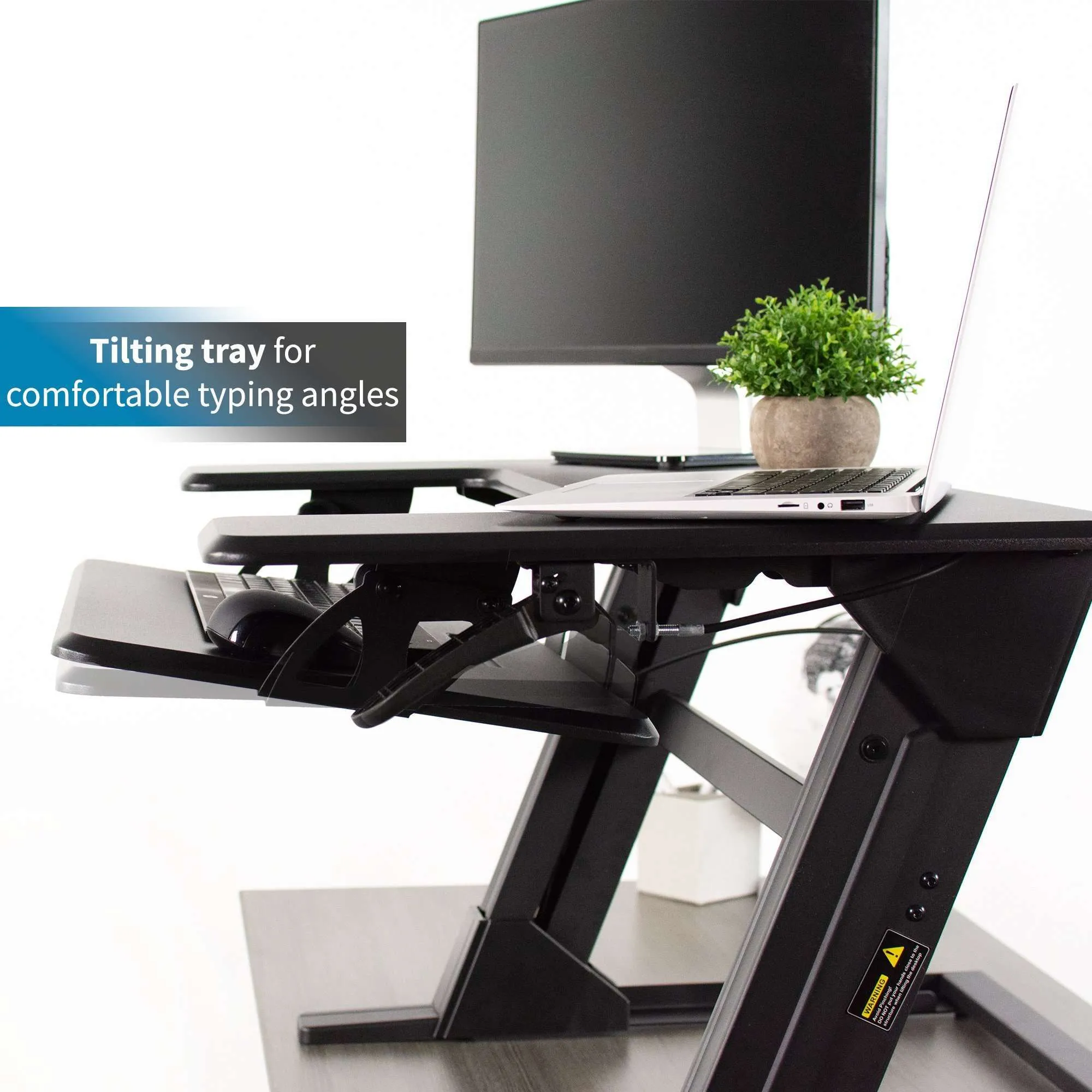 VIVO Black Height Adjustable Standing Desk Monitor Riser 36" Tabletop, DESK-V001D