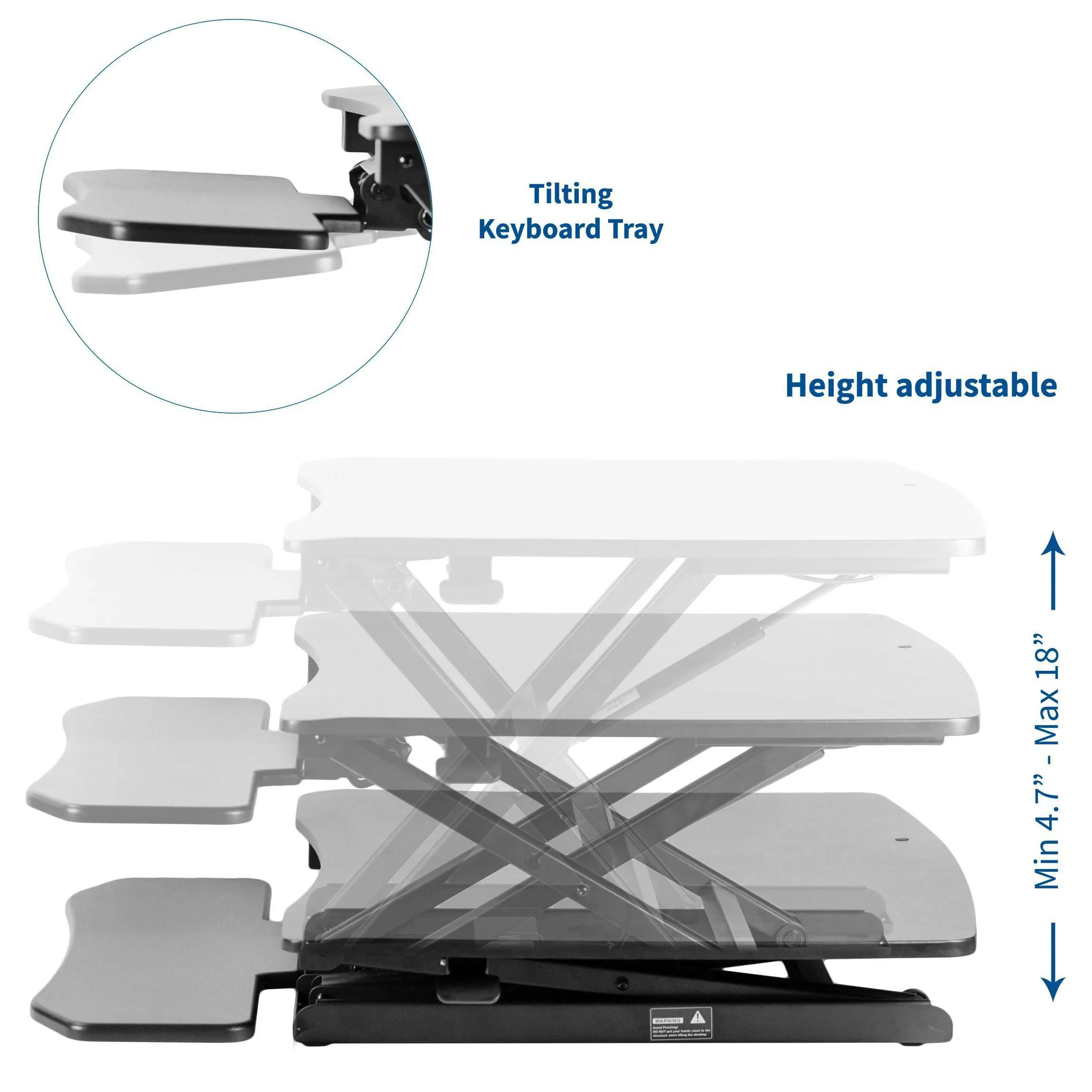 VIVO Black Manual Height Adjustable Two-Tier Standing Tabletop Desk Converter, DESK-V000Y