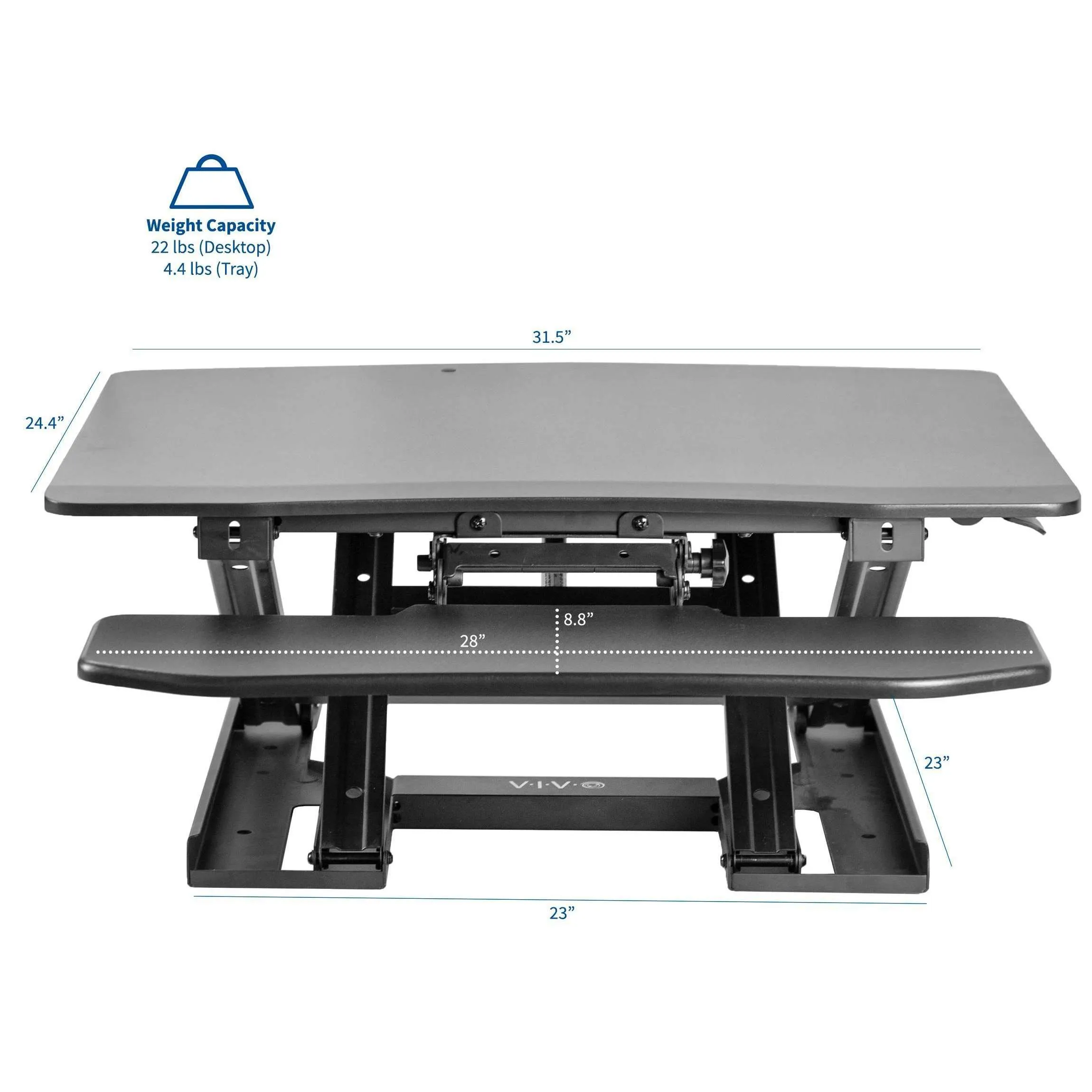 VIVO Black Manual Height Adjustable Two-Tier Standing Tabletop Desk Converter, DESK-V000Y