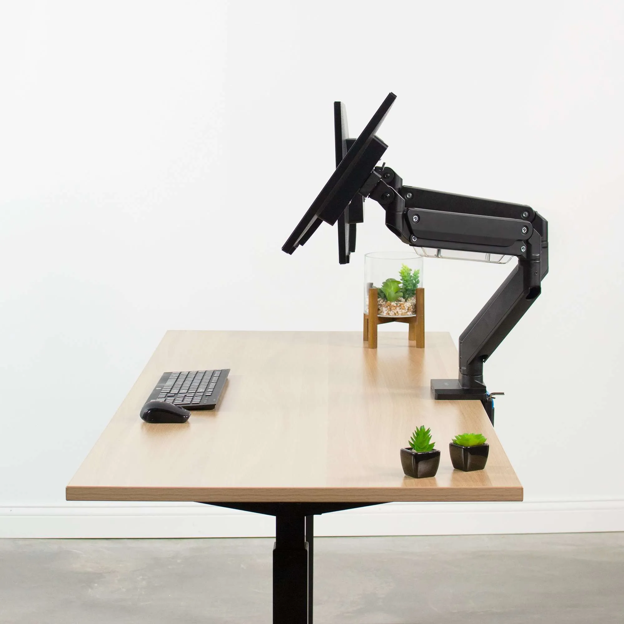 VIVO Black Pneumatic Arm Dual Monitor Desk Mount, STAND-V102G2