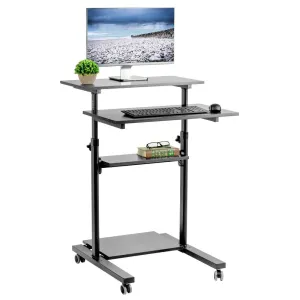 VIVO CART-V02DB Black 28” Mobile Height-Adjustable Computer Workstation