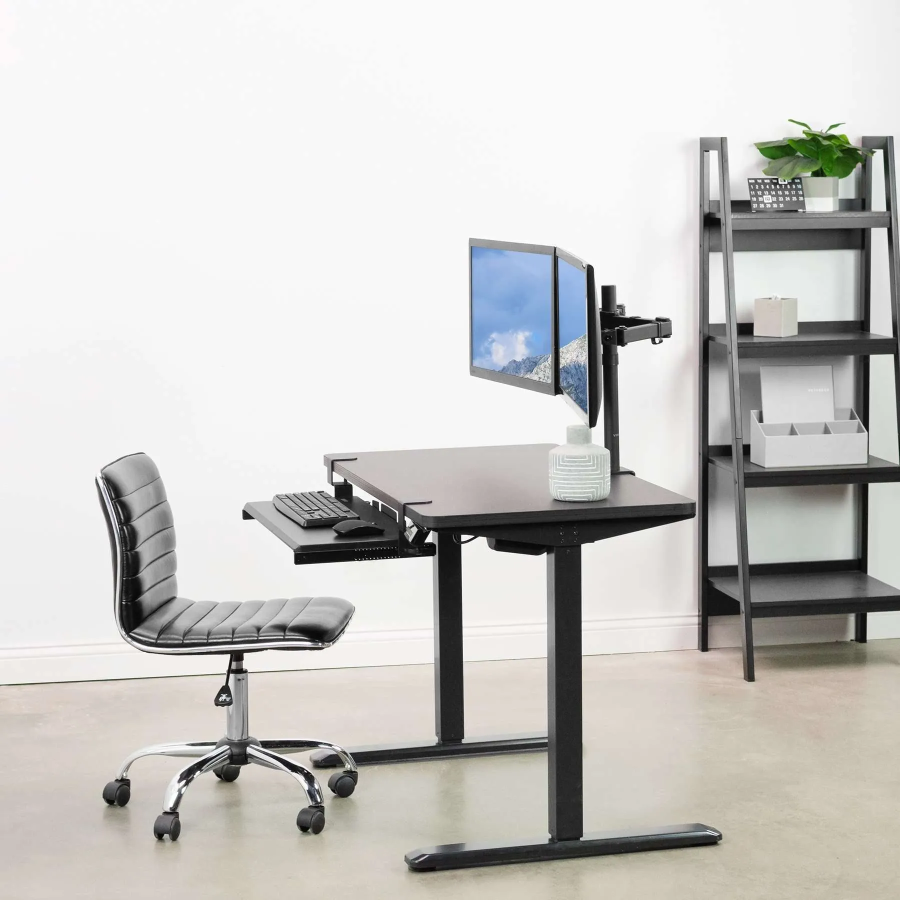 VIVO DESK-KIT-1B4E Electric 43” x 24” Standing Desk, Espresso Table Top, Black