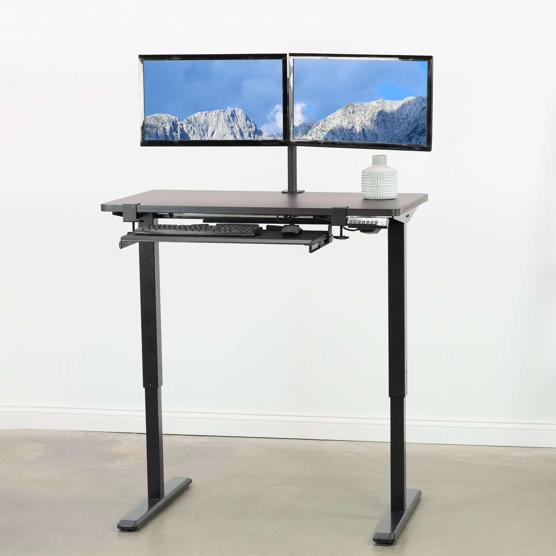 VIVO DESK-KIT-1B4E Electric 43” x 24” Standing Desk, Espresso Table Top, Black