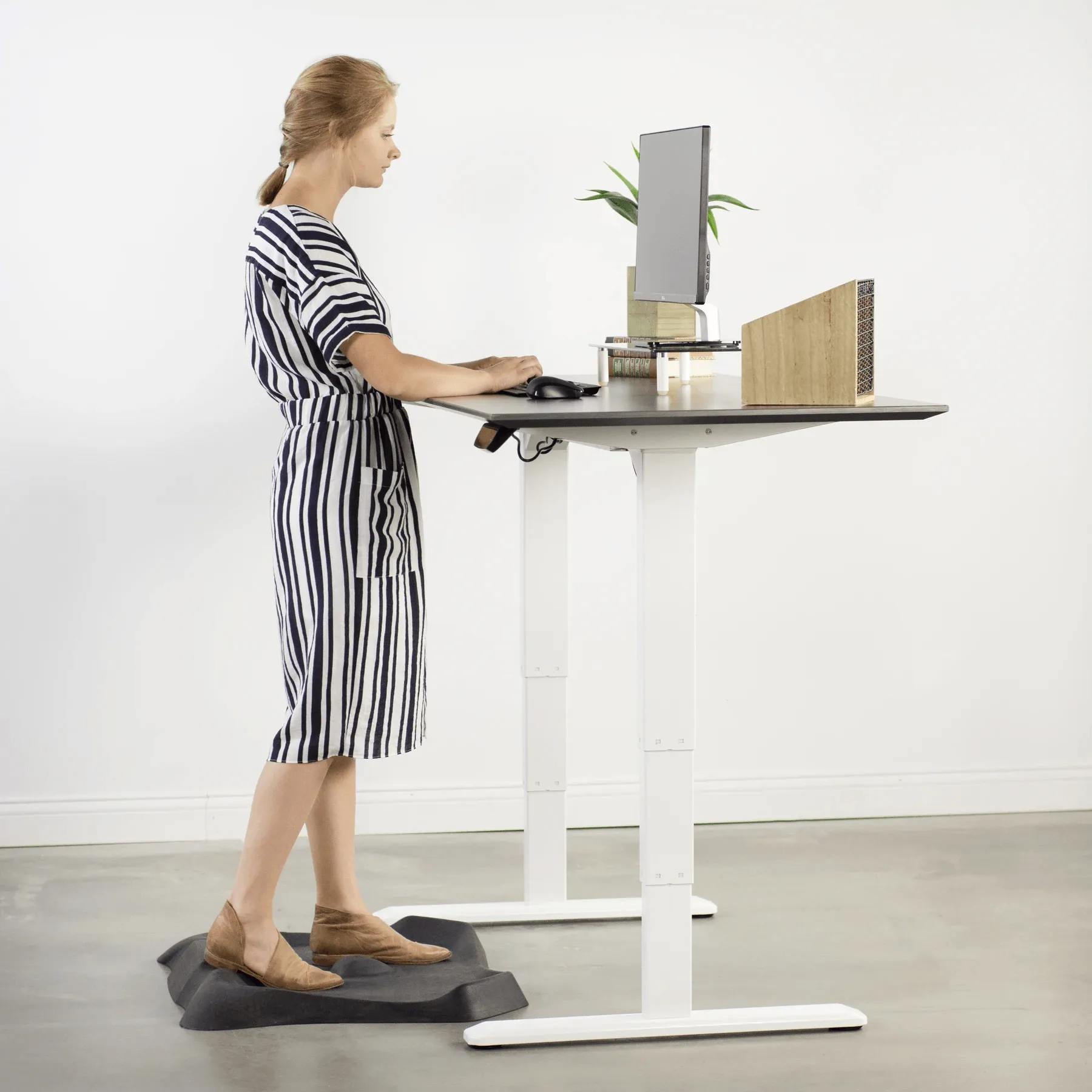 VIVO White Electric Sit-Stand Height-Adjustable Dual Motor Desk Frame, DESK-V103EW