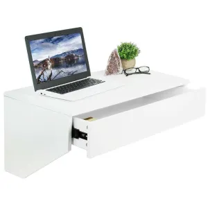 VIVO White Wall Mounted 28” Desk with Drawer, DESK-SF01W