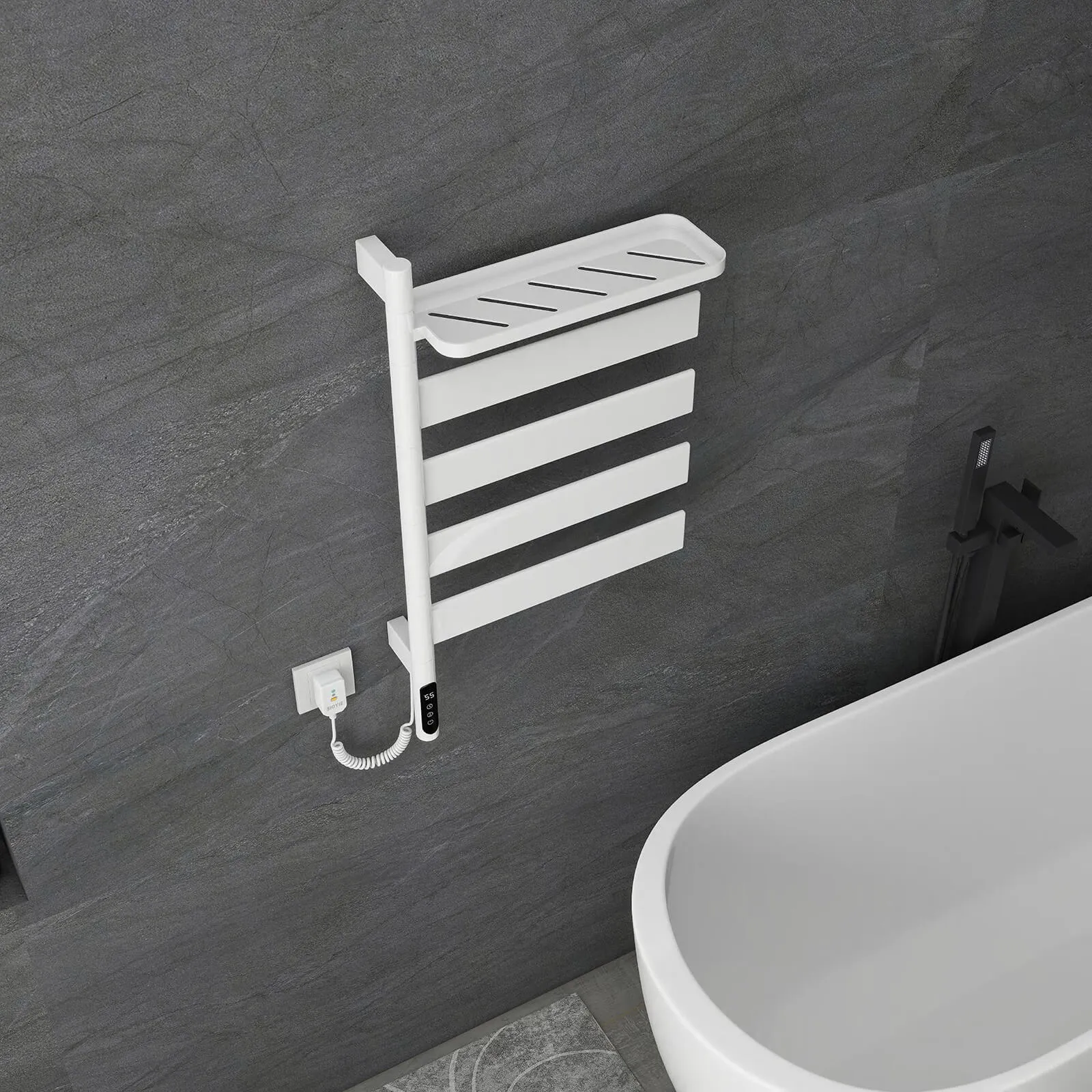 White Smart Towel Warmer with Timer Function