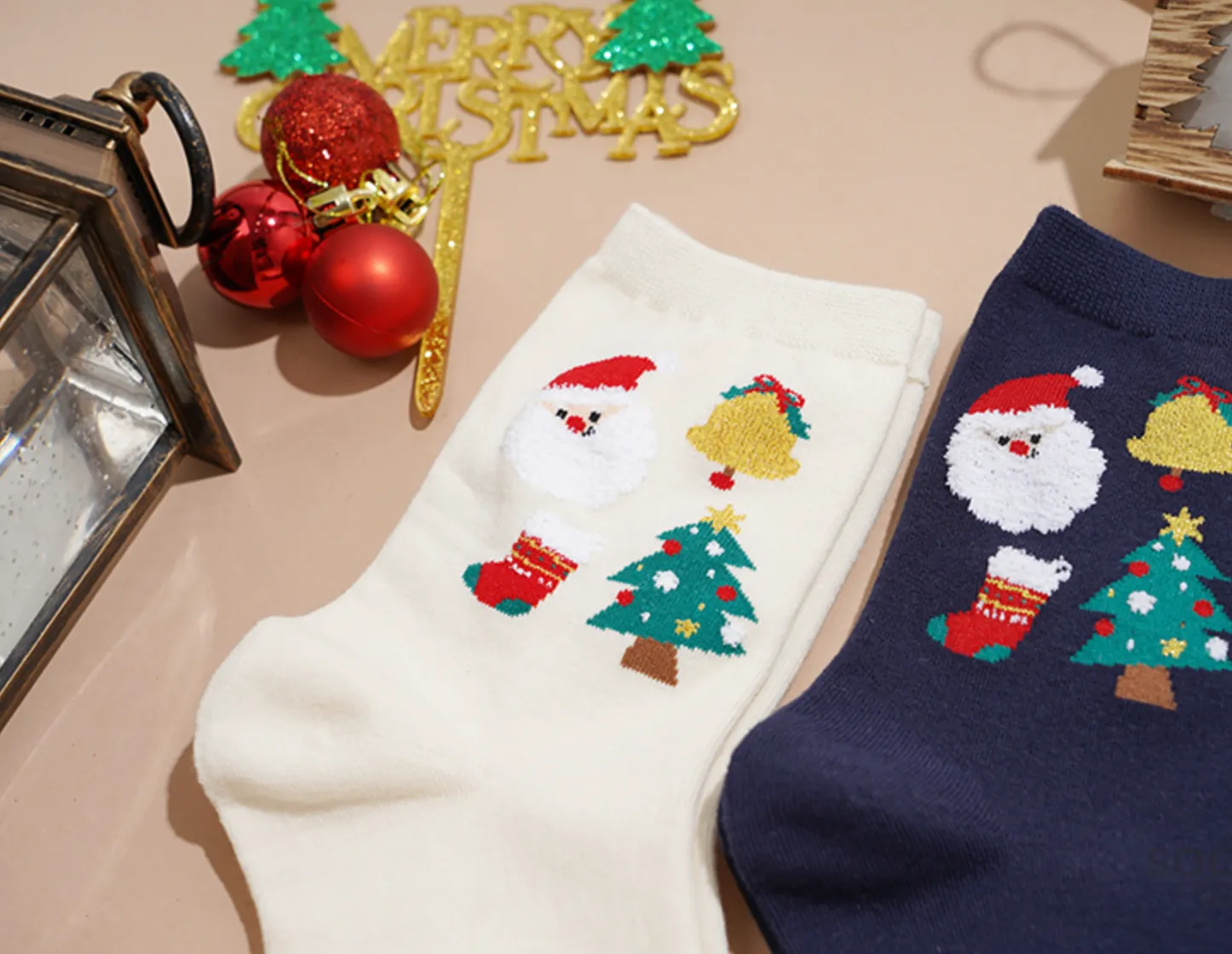 Women's Christmas Socks - Christmas Icons Navy