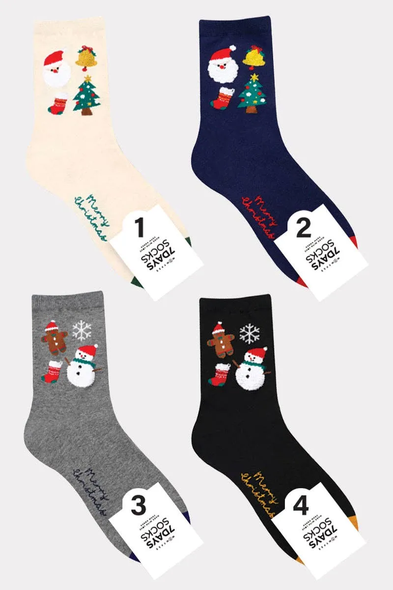 Women's Christmas Socks - Christmas Icons Navy