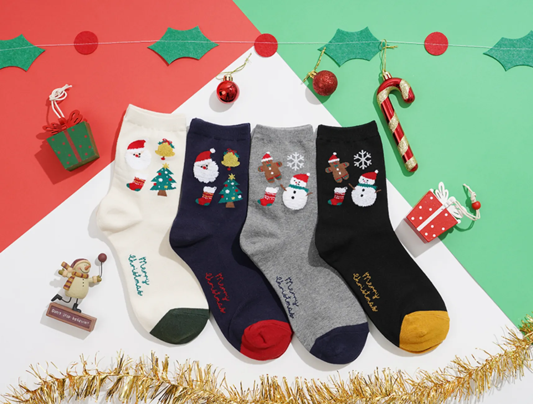 Women's Christmas Socks - Christmas Icons Navy