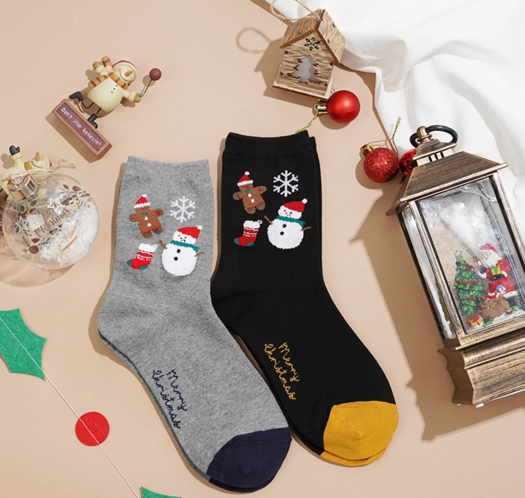 Women's Christmas Socks - Christmas Icons Navy