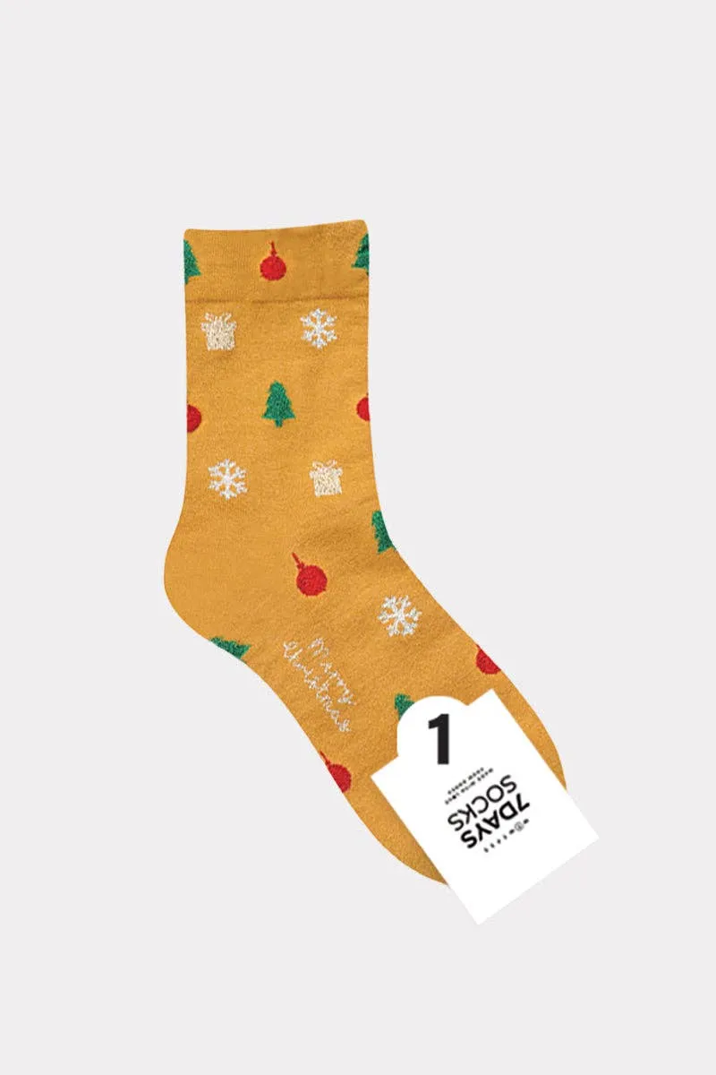 Women's Christmas Socks - Christmas Pattern Green