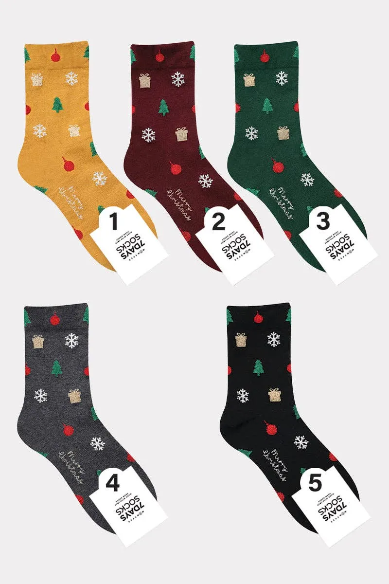 Women's Christmas Socks - Christmas Pattern Green