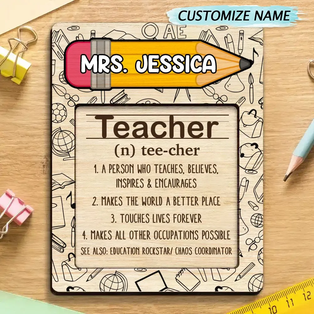 World's Greatest Teacher Definition - Personalized Sticky Note Pad Holder