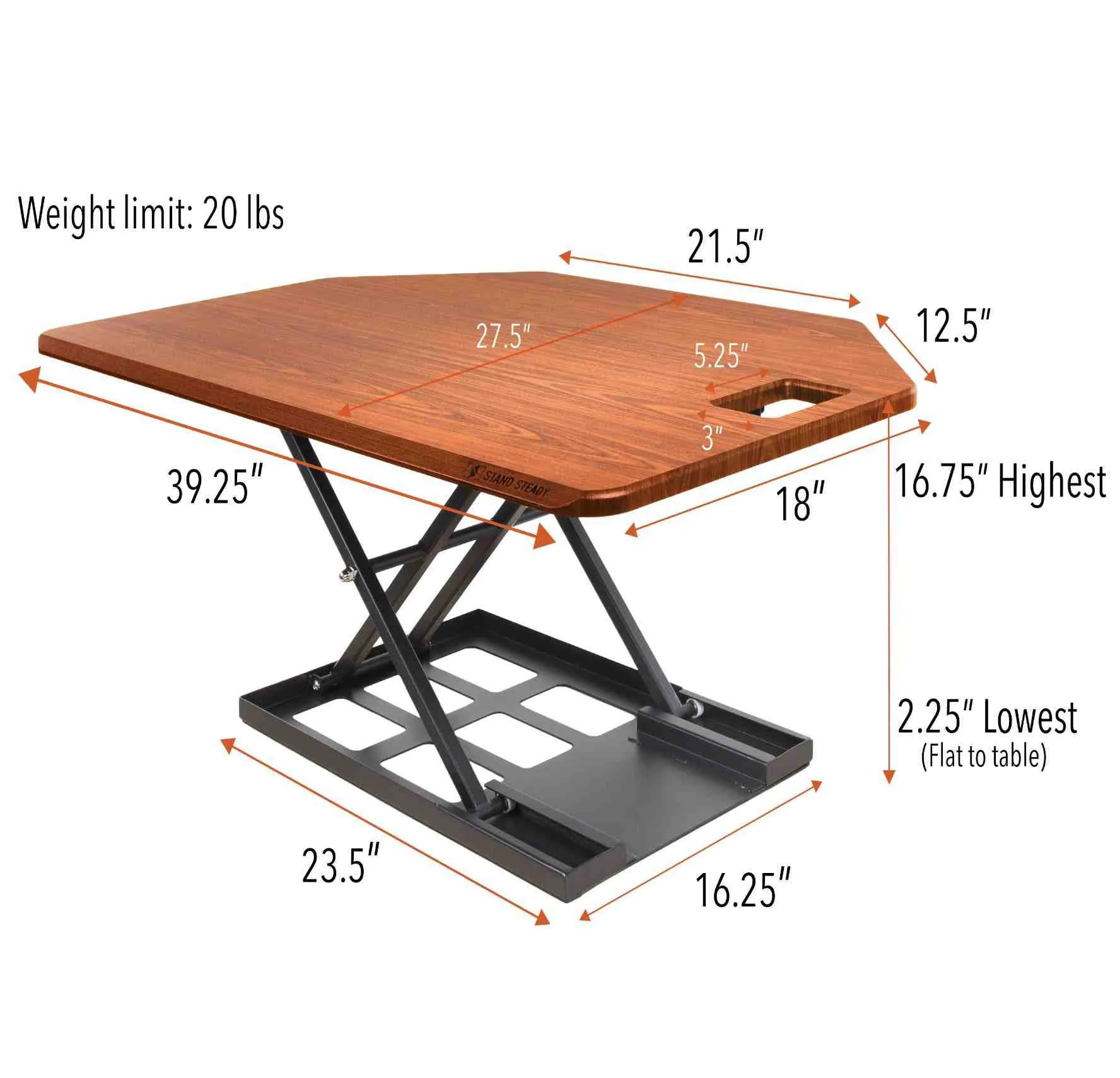 X-Elite Premier 40" Standing Desk Converter - Cherry