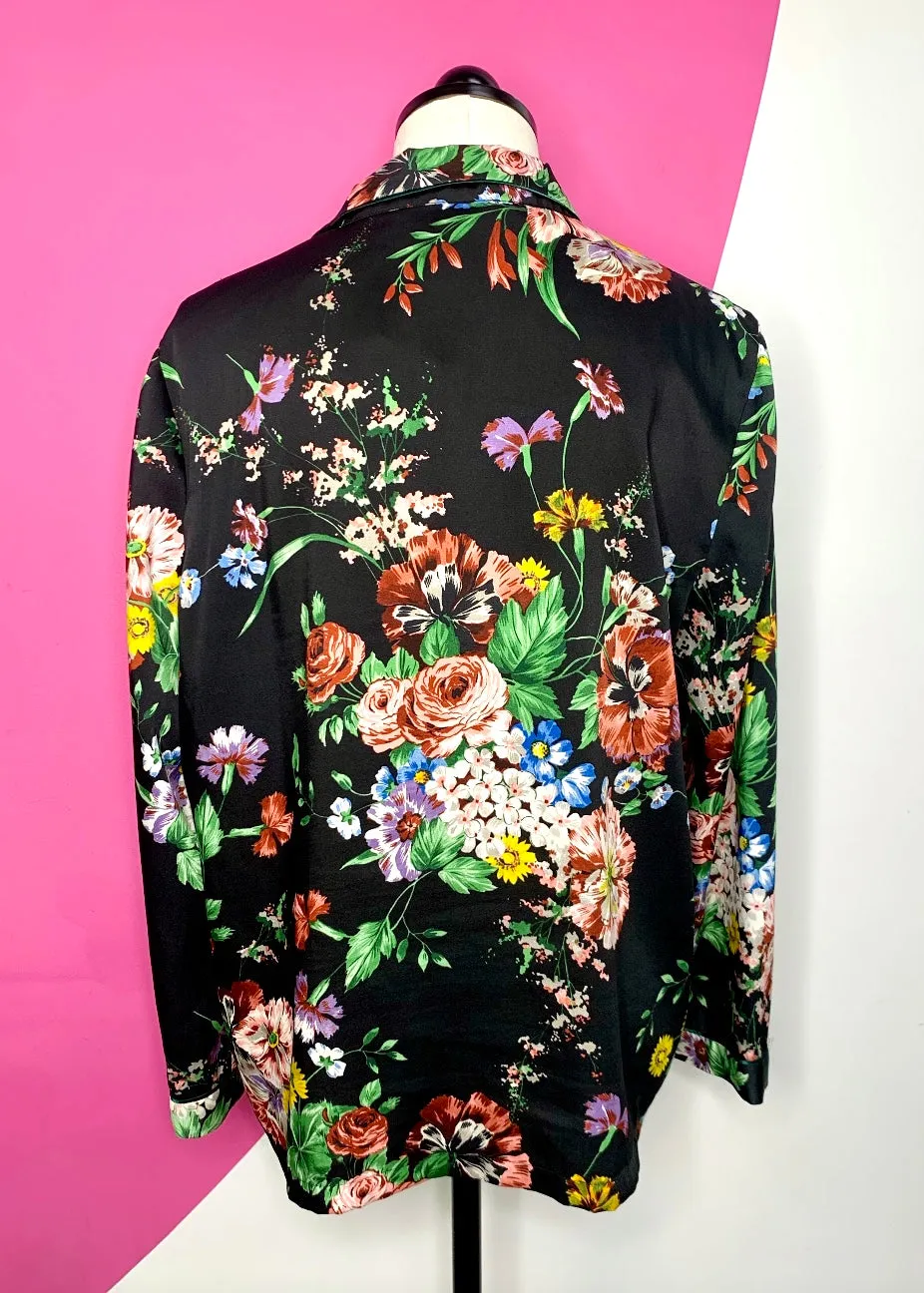 ZARA FLORAL SATIN PJ BLOUSE - M/L